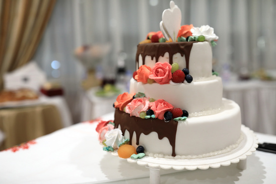 Wedding cake on table